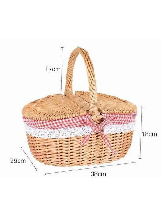 Корзина для пикника из ротанга 38*28*20 см 500г, 38x28, 500 г
