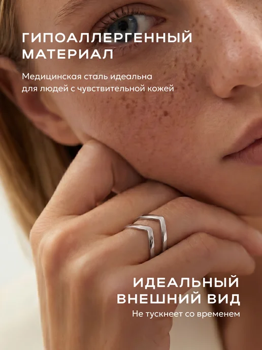 STAEL Кольцо незамкнутое двойное, серый, фото 8