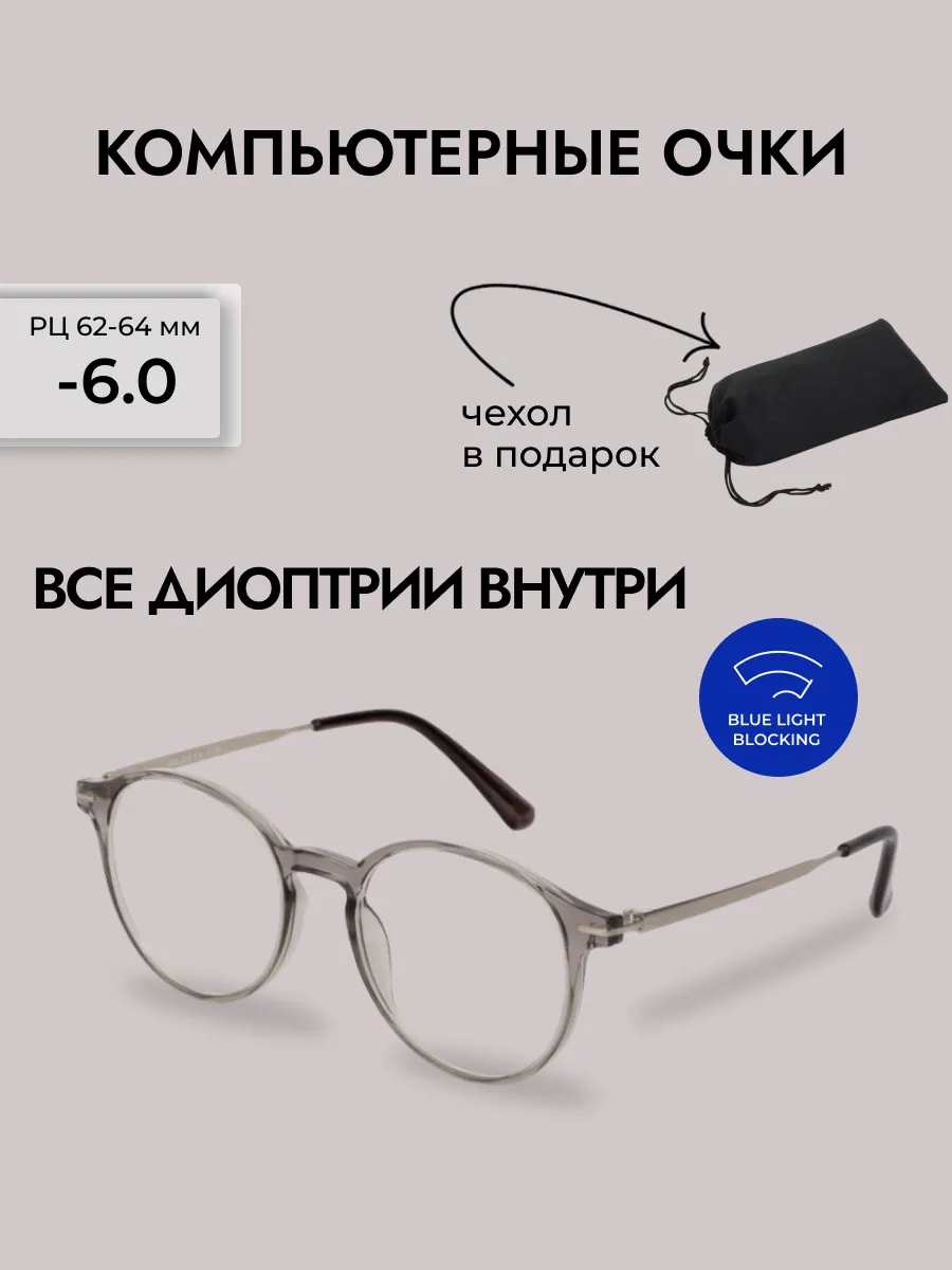 Очки для зрения женские круглые компьютерные