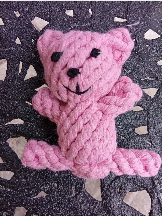 без бренда Игрушка для собак- Канат Мишка, розовый, фото 5