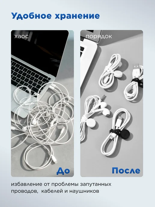 IStrade Стяжка для проводов на магнитах хомут набор, черный, фото 4