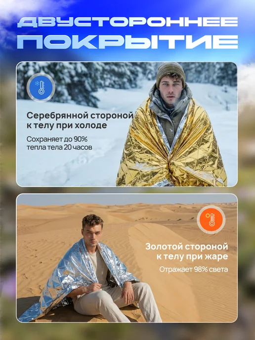 StepMart Термоодеяло для рыбалки и туризма, серый, фото 2