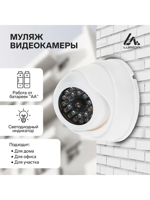 Luazon Home Муляж видеокамеры купольный с индикатором, белый, белый