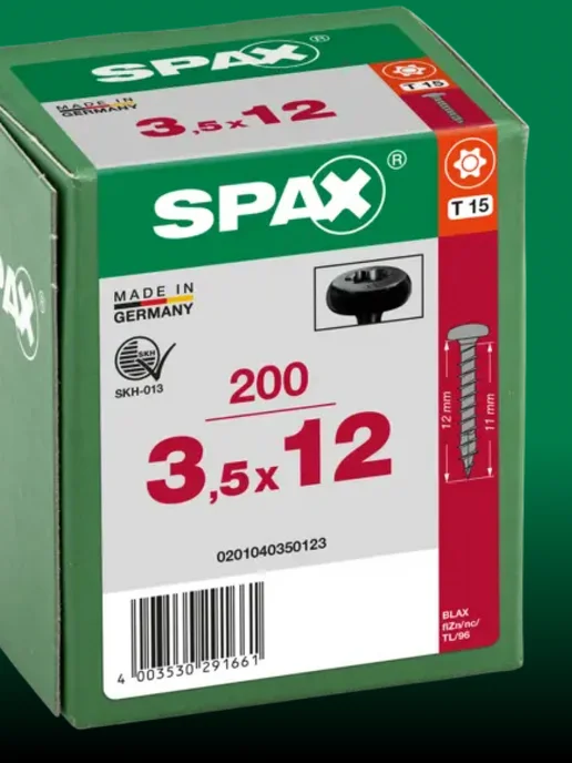 spax Саморезы по дереву черные декоративные 3.5х12, 200 штук, 3.5x12, фото 4