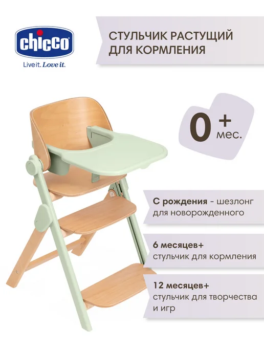 CHICCO Стульчик для кормления растущий Meraviglia Olive, 0+, зеленый, фото 2