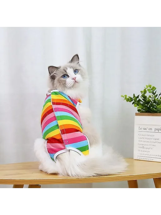 Костюм для кошек после операции Р XL Цв Rainbow, вариант, фото 4