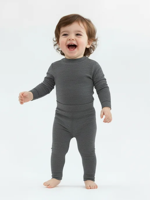 Dr.Wool Термобелье детское комплект из шерсти мериноса Merino lite, серый, фото 7