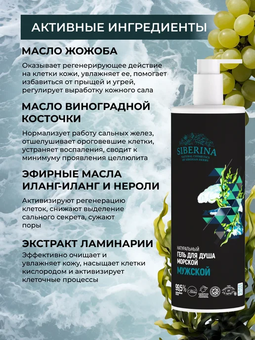 SIBERINA Гель для душа мужской увлажняющий, 400 мл, фото 3