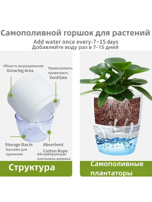 Горшок для цветов, 0.77 л, 2 шт 0.77л, 770 мл, 2 шт, фото 3