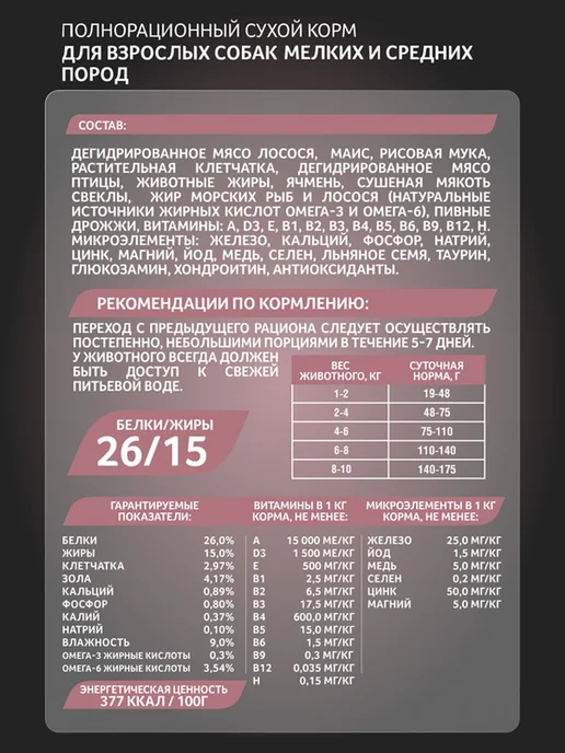 Сухой корм ЗООГУРМАН Soft для собак, взрослые, мелкие, средние, лосось, 10,1 кг, фото 4