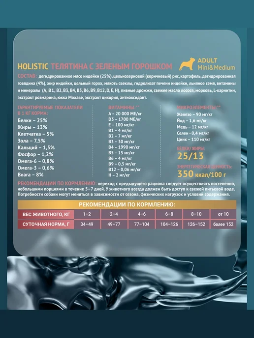 Сухой корм ЗООГУРМАН Holistic для собак, взрослые, мелкие, средние, 1,5 кг, фото 4