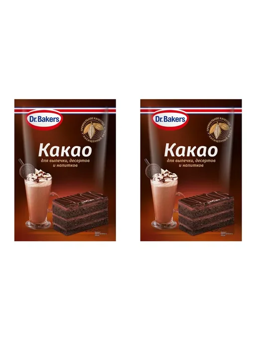 Dr.Bakers Какао-порошок 25 г, 2 шт, 25 г, 2 шт