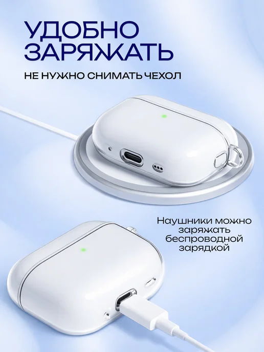 Силиконовый чехол для наушников AirPods Pro 3 пудровый, прозрачный, фото 6