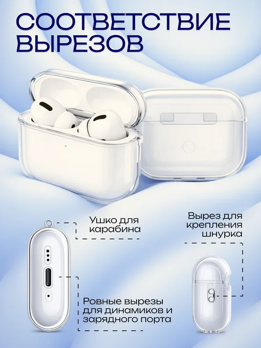 Силиконовый чехол для наушников AirPods Pro 3 пудровый, прозрачный, фото 7