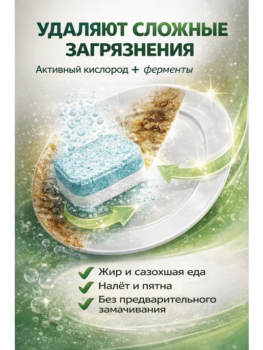 MIX TABS Таблетки для посудомоечных машин 100 штук, зеленый, фото 5