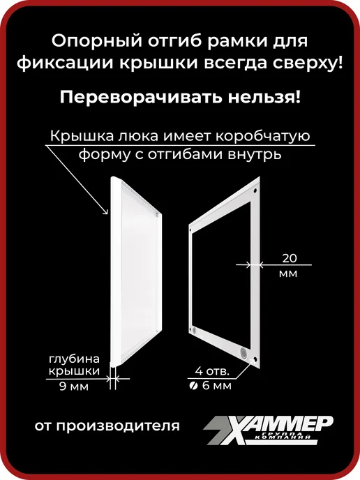 Хаммер Люк ревизионный 20х20 на магнитах Стикер, 200х200 Белый, 60x30, фото 2