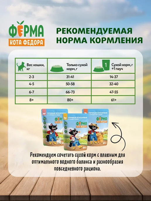 Сухой корм ФЕРМА КОТА ФЕДОРА Кошек для собак, стерилизованные, утка, 0,65 кг, фото 6