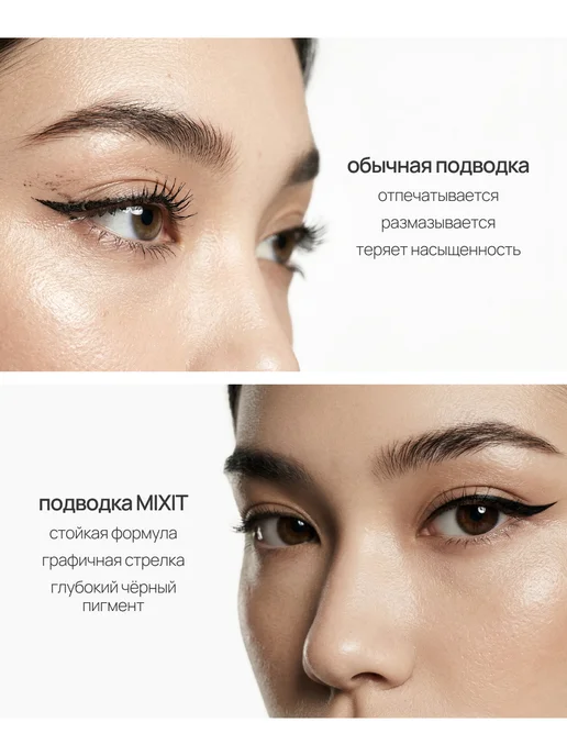 MIXIT Подводка - фломастер для глаз черная водостойкая MAKE UP, черный, фото 4
