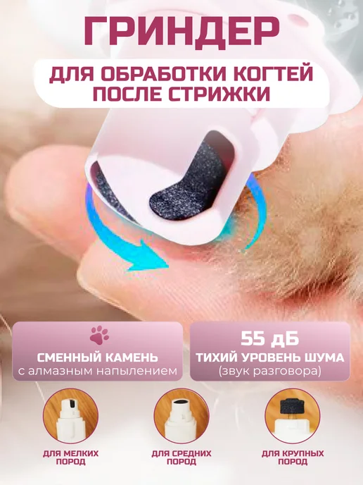 Когтерезка для кошек и собак с подсветкой и гриндером, розовый, фото 3