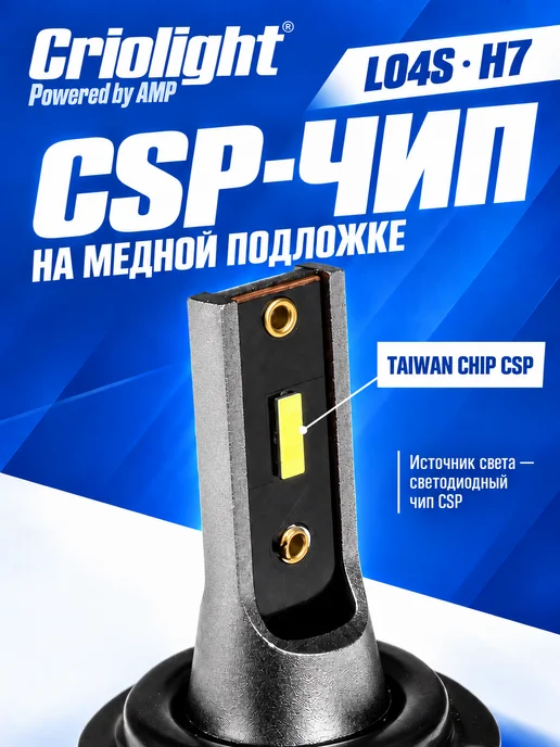 AMP Лампа светодиодная H7 CSP L04s 1 шт led, 1 шт, фото 3