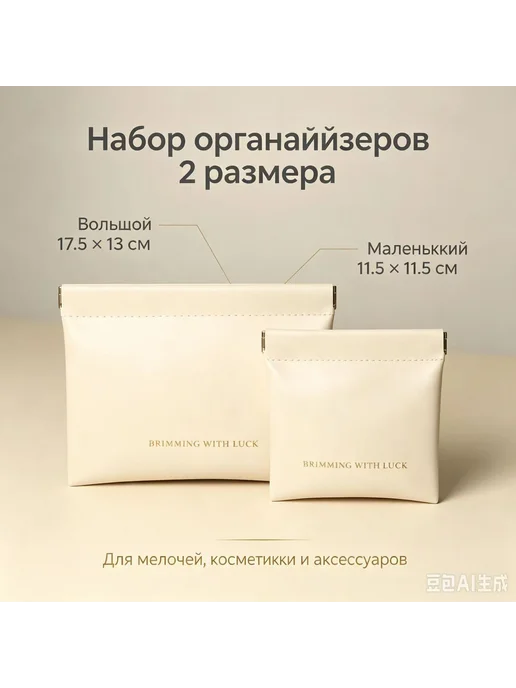 Косметичка большая и маленькая в сумку набор 2 шт, 2 шт