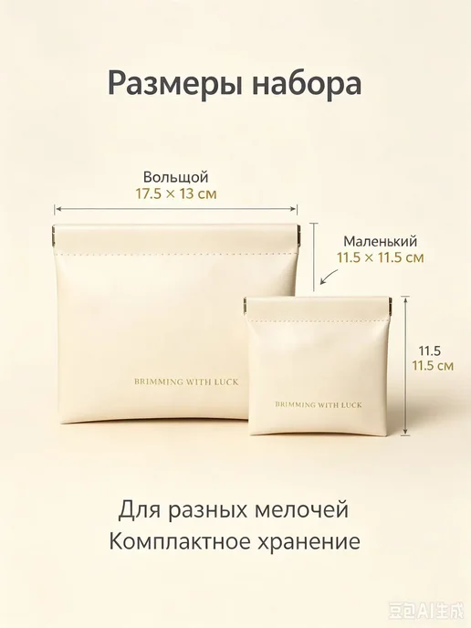 Косметичка большая и маленькая в сумку набор 2 шт, 2 шт, фото 2
