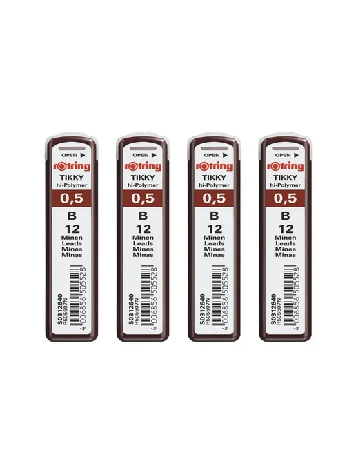 Rotring Грифель 1 мм твердость HB (Твердо-мягкий) 10 шт, 0.5 B - 0.5мм
