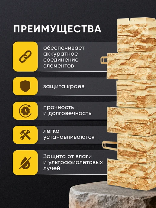 Royal Stone Фасадные панели -Наружный угол БУФФАЛО- 2шт, 2 шт, фото 3