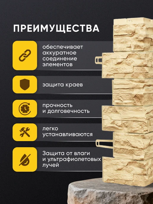 Royal Stone Фасадные панели -Наружный угол РИЧМОНД -2 шт, 2 шт, фото 3