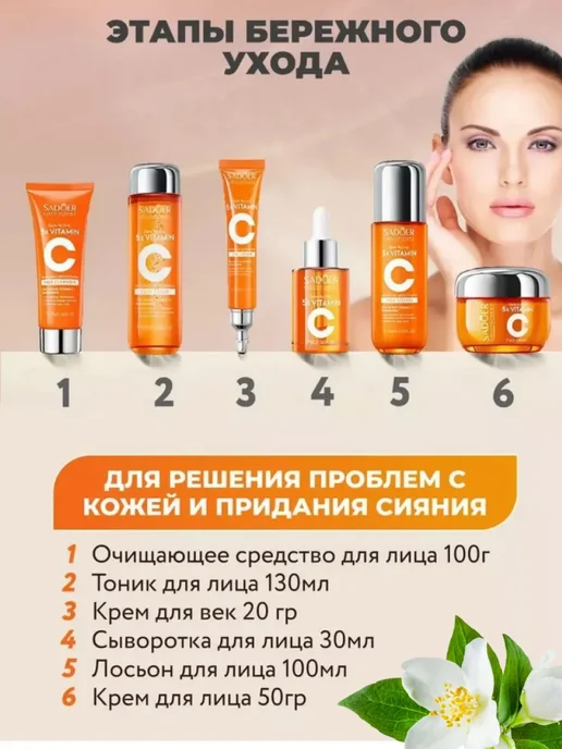 Подарочный набор косметики для лица 5 в 1, оранжевый, фото 2