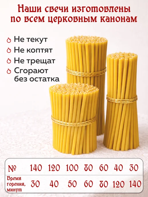 От Матфея Свечи церковные восковые № 30 освященные 40 шт, 40 шт, фото 2