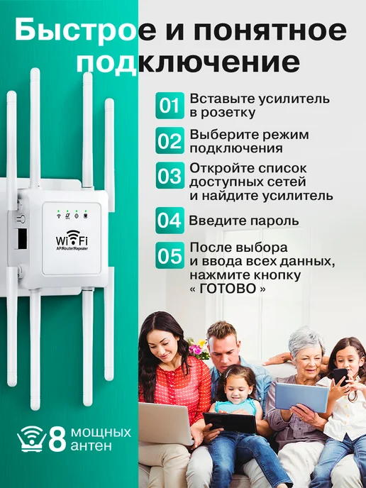 CPE Усилитель WiFi, репитер сигнала вайфай беспроводной, черный, фото 3
