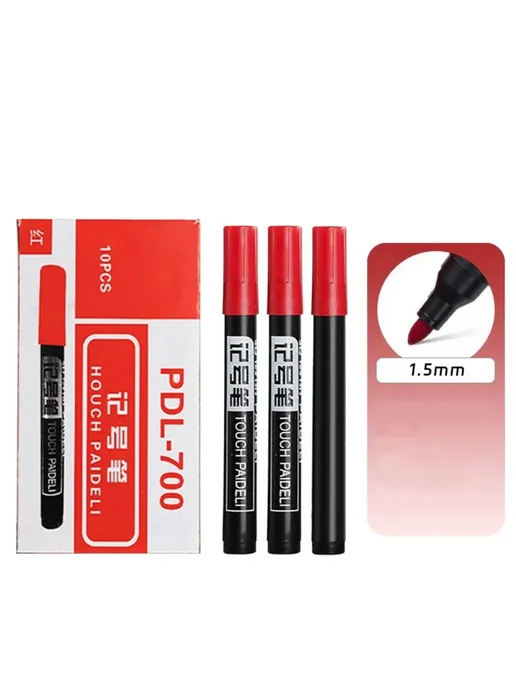 Перманентный маркер ручка Red-10шт, 10 шт