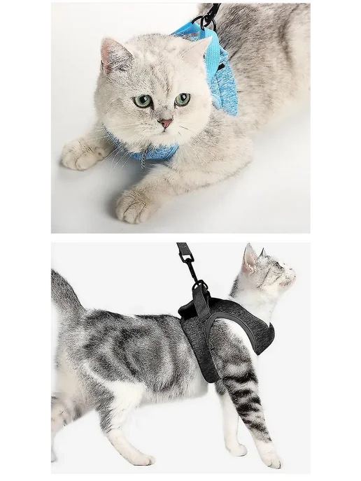 Кошачий поводок и мягкий ошейник Р. S Цв. Grey, серый, фото 4