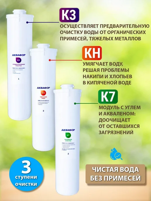 Комплект сменных картриджей для фильтра Кристалл Н К3-КН-К7, белый, фото 3