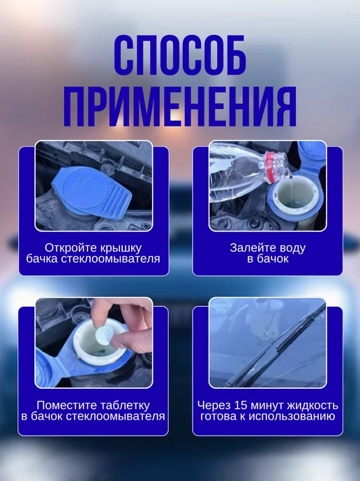Стеклоочиститель летняя омывайка таблетки 6штук антимошка, 15 шт, фото 2