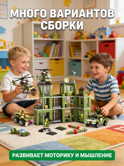 Mesiondy Военный конструктор, 842 ДЕТАЛИ, для мальчиков, зеленый, фото 2