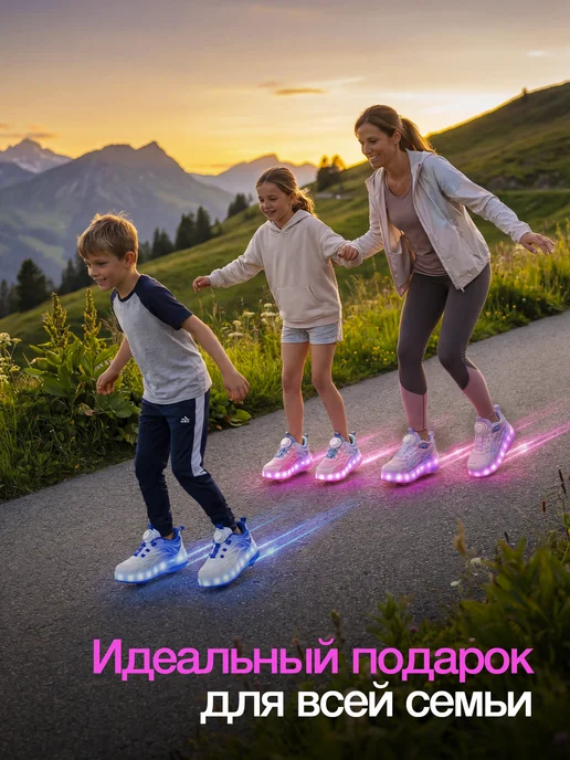 DANAIDA Кроссовки ролики светящиеся детские, розовый, фото 7
