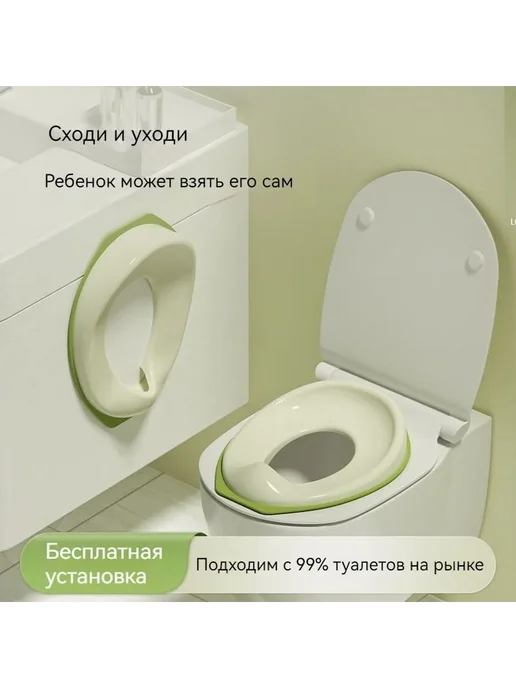 Детское сиденье для унитаза Светло-зеленое, зеленый, фото 2