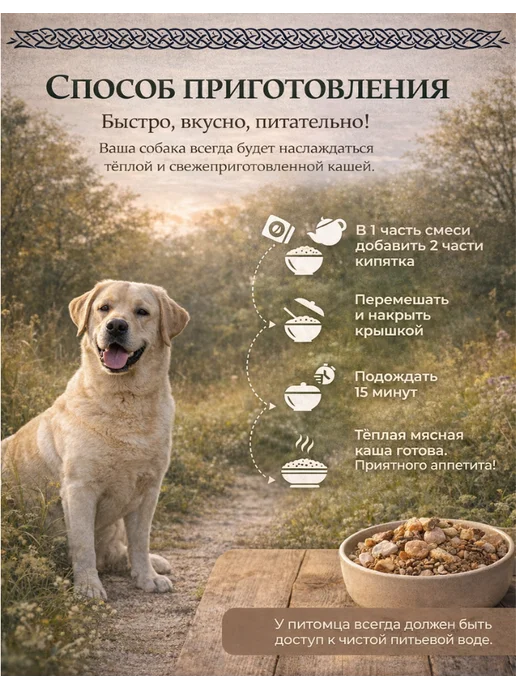 AmiGold Каша для собак Рыбный Кулеш, гречка, рис, рыба 1 кг, 1 кг, фото 5