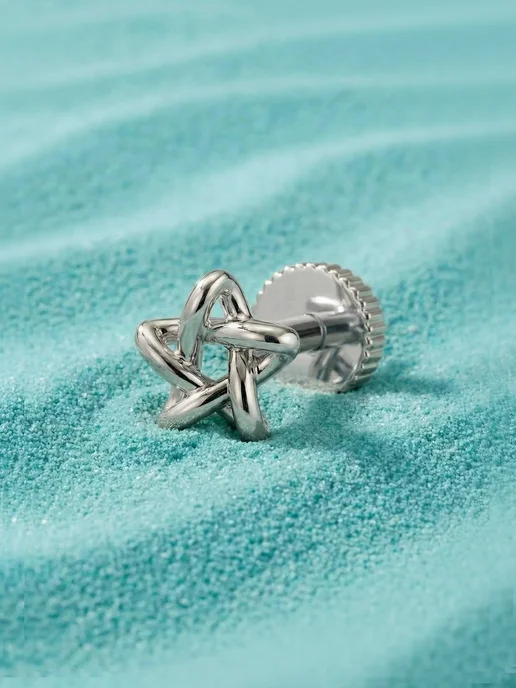 KATRIN JEWELRY Пирсинг лабрет и хеликс серебро 925 с камнями, серебристый, фото 6