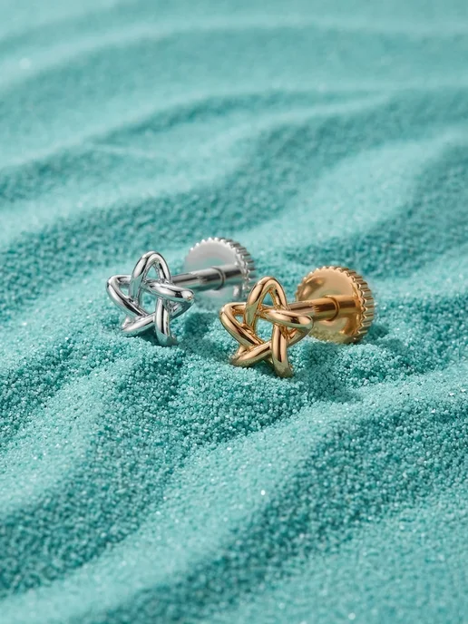 KATRIN JEWELRY Пирсинг лабрет и хеликс серебро 925 с камнями, серебристый, фото 7