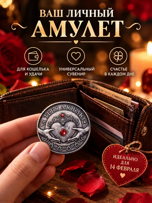 Семейные традиции Монета талисман на удачу любовь богатство металл, вариант, фото 3