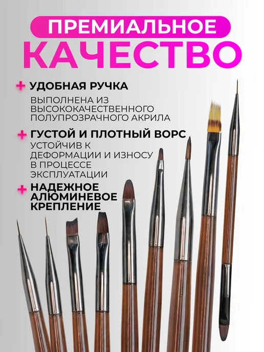 ZORUUS Набор профессиональных кистей для маникюра, френча и геля 9…, серый, фото 3
