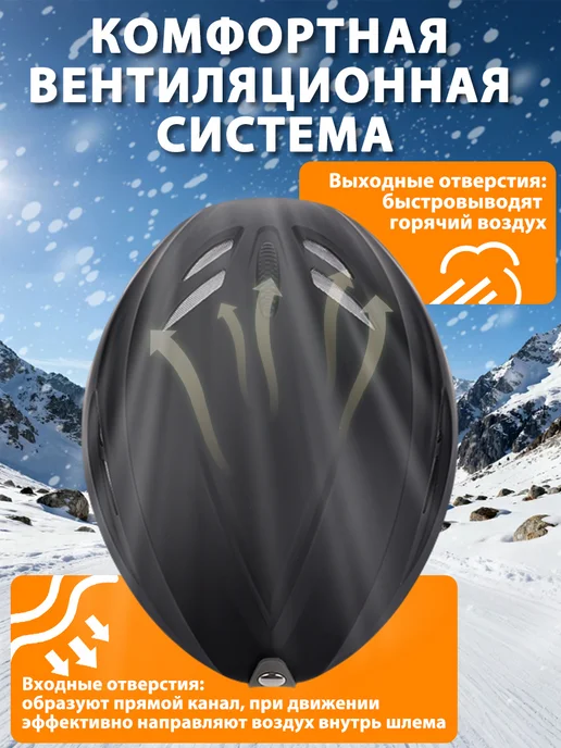 Шлем для горных лыж и сноуборда, черный, фото 5