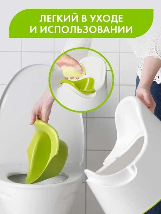 Горшок детский обтекаемой формы со спинкой, белый зеленый, белый, фото 3