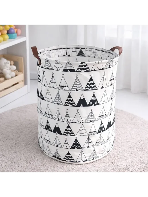 Корзина для игрушек и белья большая складная, синий, фото 5