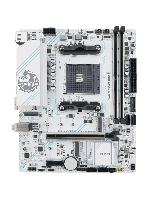 SOYO системная плата B550M AM4 DDR4 M-ATX M.2 NVME ARGB, белый, фото 2