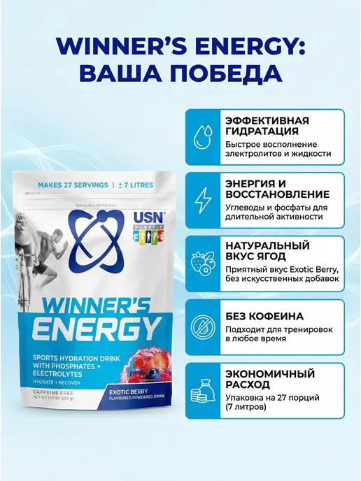 USN Изотоник Winner's Ener-G, вариант, фото 2