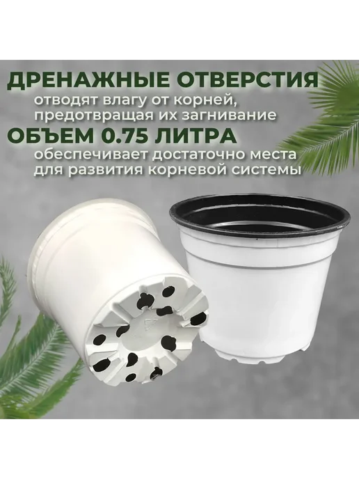 Набор горшков для цветов, 0.5л, 20 шт, белый горшки, 500 мл, 20 шт, фото 2